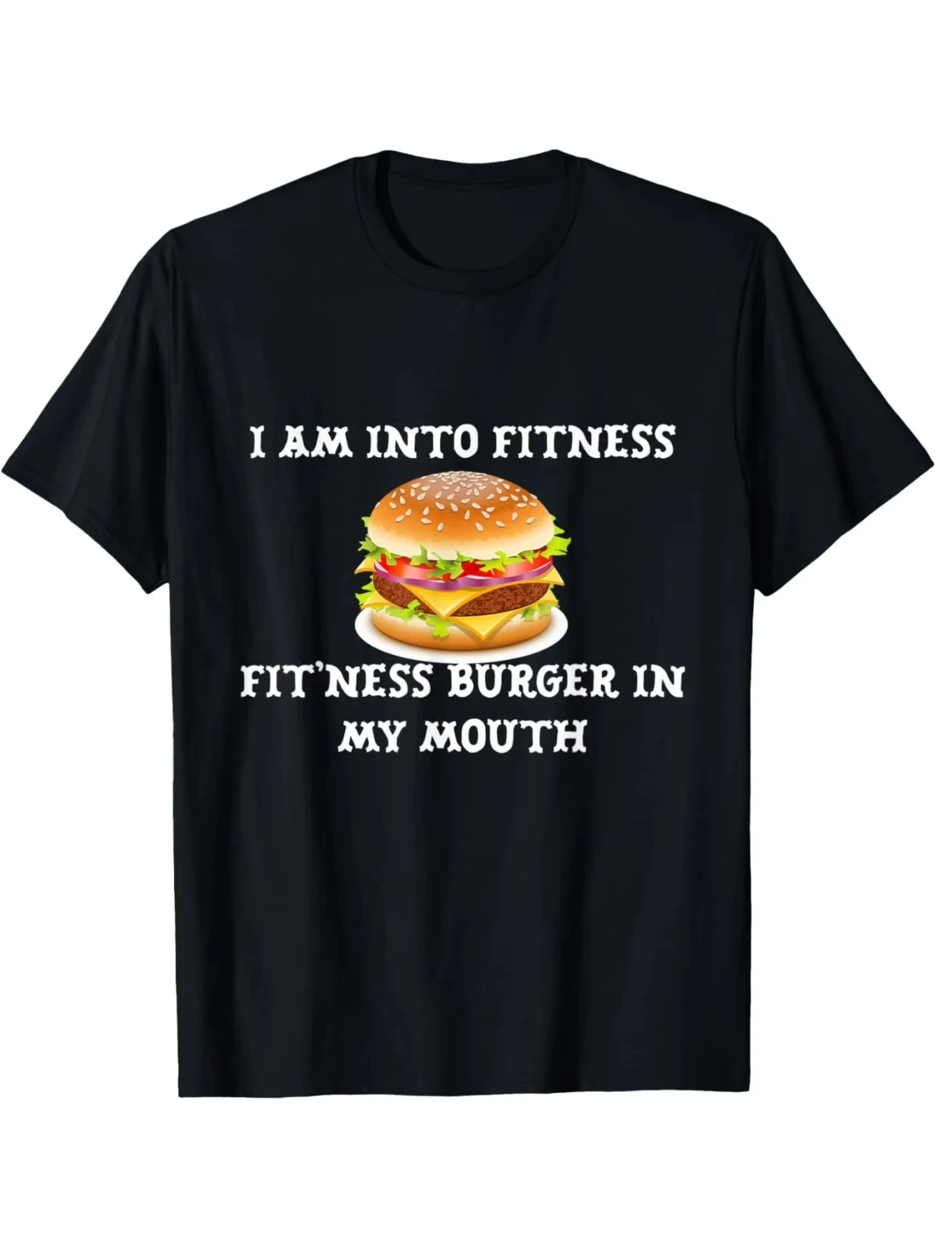 جرافيك للياقة البدنية I Am Into Fitness Fit'ness Burger in My Mouth Slogan Burger Design - تي شيرت كاجوال ناعم وقابل للتمدد وجيد التهوية #1