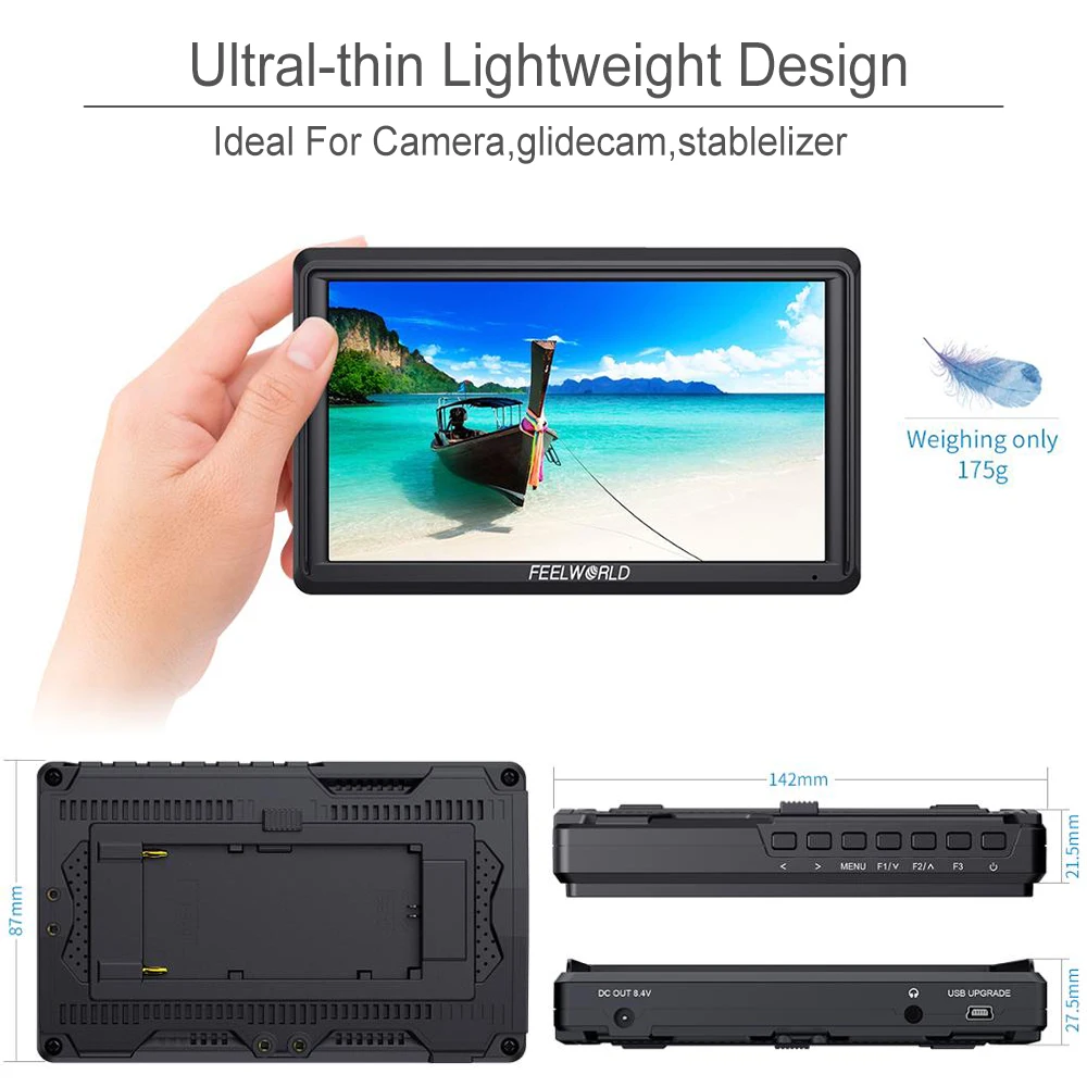 FEELWORLD DSLR Camera Field Monitor FW568 V3 5.5 Inch 3D LUT IPS Full HD1920x1152 Support HDMI Output With Tilt Arm Touch Screen