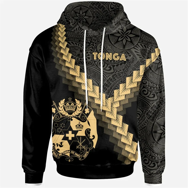 3D Printed The Kingdom Of Tonga National Flag Hoodies Men Tonga Coat Of Arms Graphic Hooded Hoody Vintage Pullovers Sweatshirts