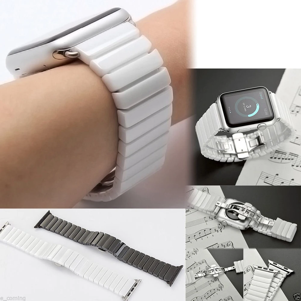 Ceramic Strap for Apple Watch Band 45mm 41mm 44mm 40mm 49mm 42mm 38mm Butterfly Clasp Wristband iWatch Series 8 Ultra 7 6 5 4 SE