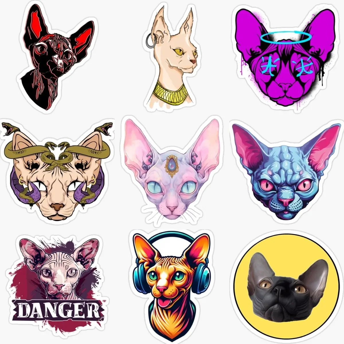 

Creative Canadian Hairless Cat Sphynx Cat Pets PVC Personalized Stickers for Decorate Car Fridge Table Helmet Bumper Decal