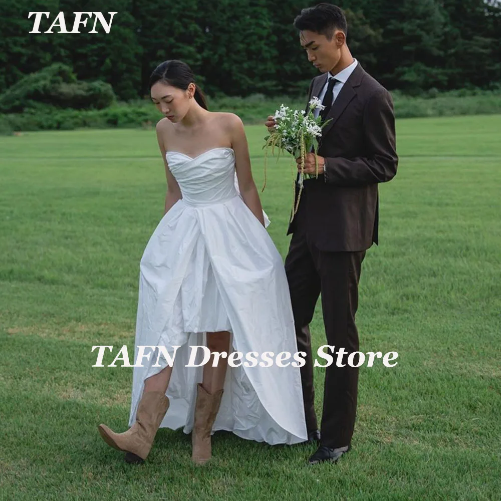 TAFN Korea Simple Wedding Reception Dresses Photo Shoot A-line Strapless Bridal Gown Elegant Evening Dresses