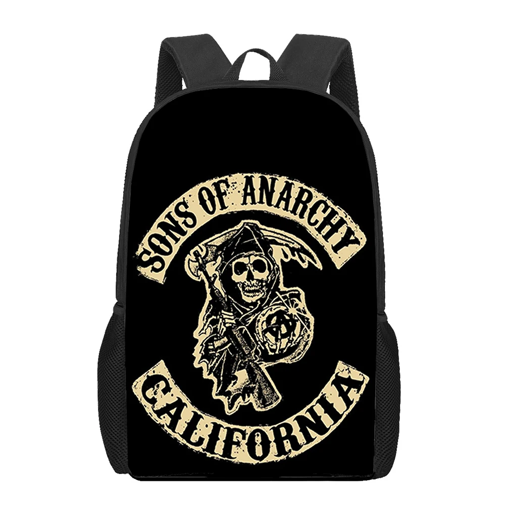 Sons of Anarchy Pattern Backpack for Boys Girls Students School Bags Teenager Laptop Backpack Aldult Casual Travel Rucksack Gift