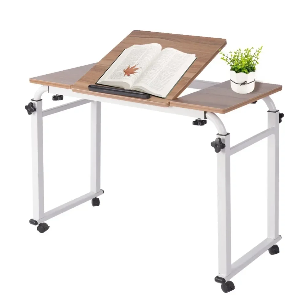 

Office Desk,Adjustable Laptop Cart Overbed Writing Table with Wheels Office Desk,Mobile Computer Desk