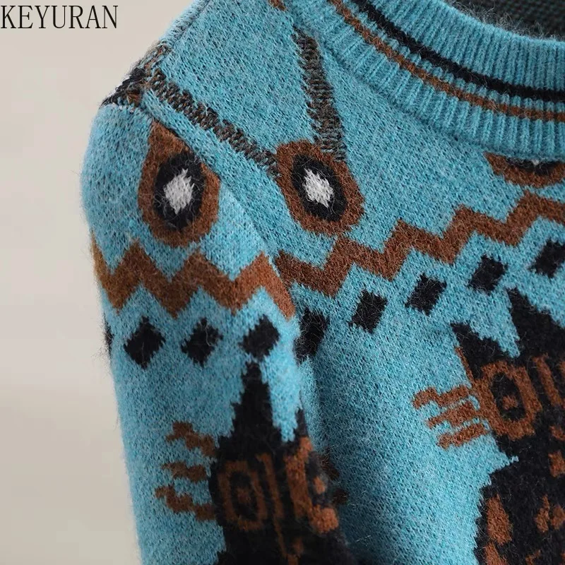 Vintage Jacquard Buttons Sweater Women Spring Autumn Fashion O-neck Long Sleeve Knitted Cardigan Coat Femme Knitwear Tops Jumper