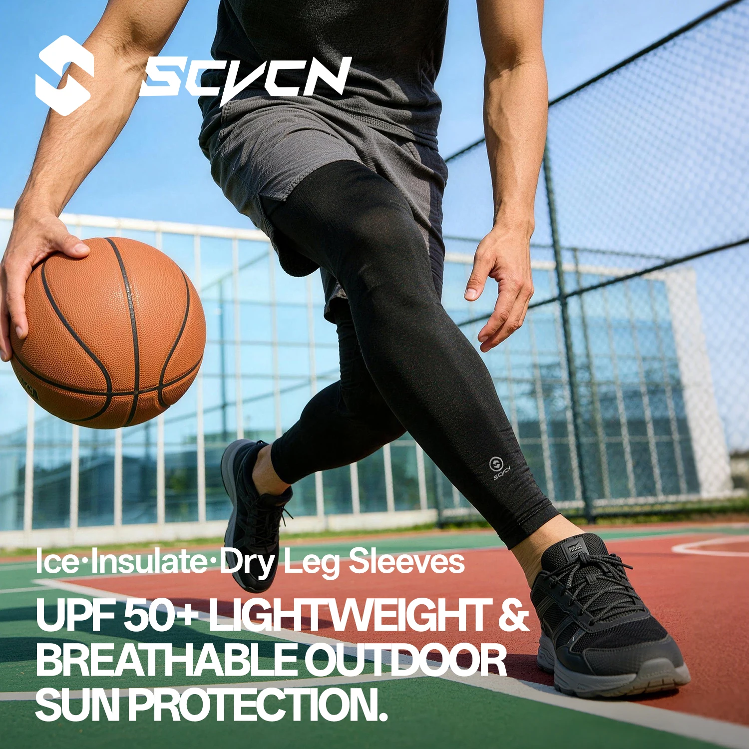 SCVCN Professional UPF50+ Leg Sleeves Cool Touch Sun Protection Breathable Outdoor Sports Leg Covers Running Cycling Basketball view 4