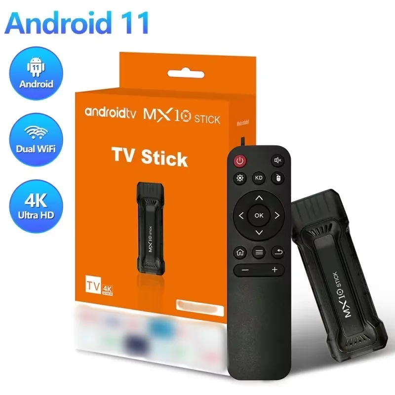 

MX10 TV stick 2.4g 5G dual WiFi Android 11 OS HDR set top 4K 1080p Smart TV Mini sticks for YouTube Google network media player