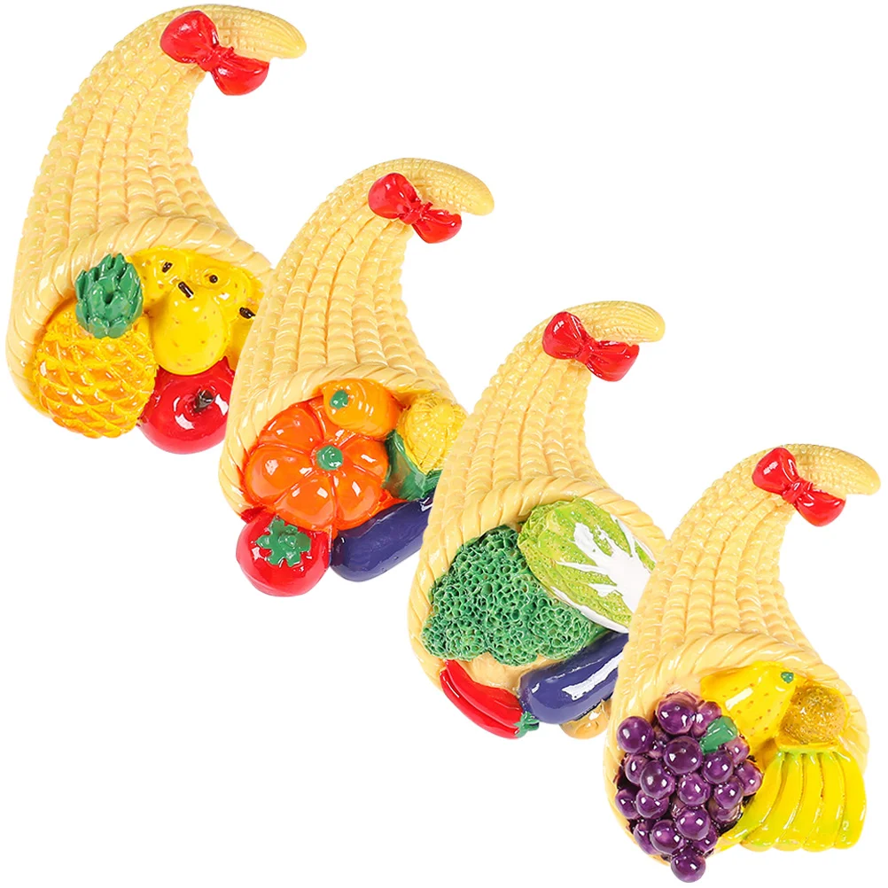 4 Pcs Resin Vegetable Basket Craft Toys Fake Fruit Phone Cases House Decor Charm House Fruit Miniature Models Smooth