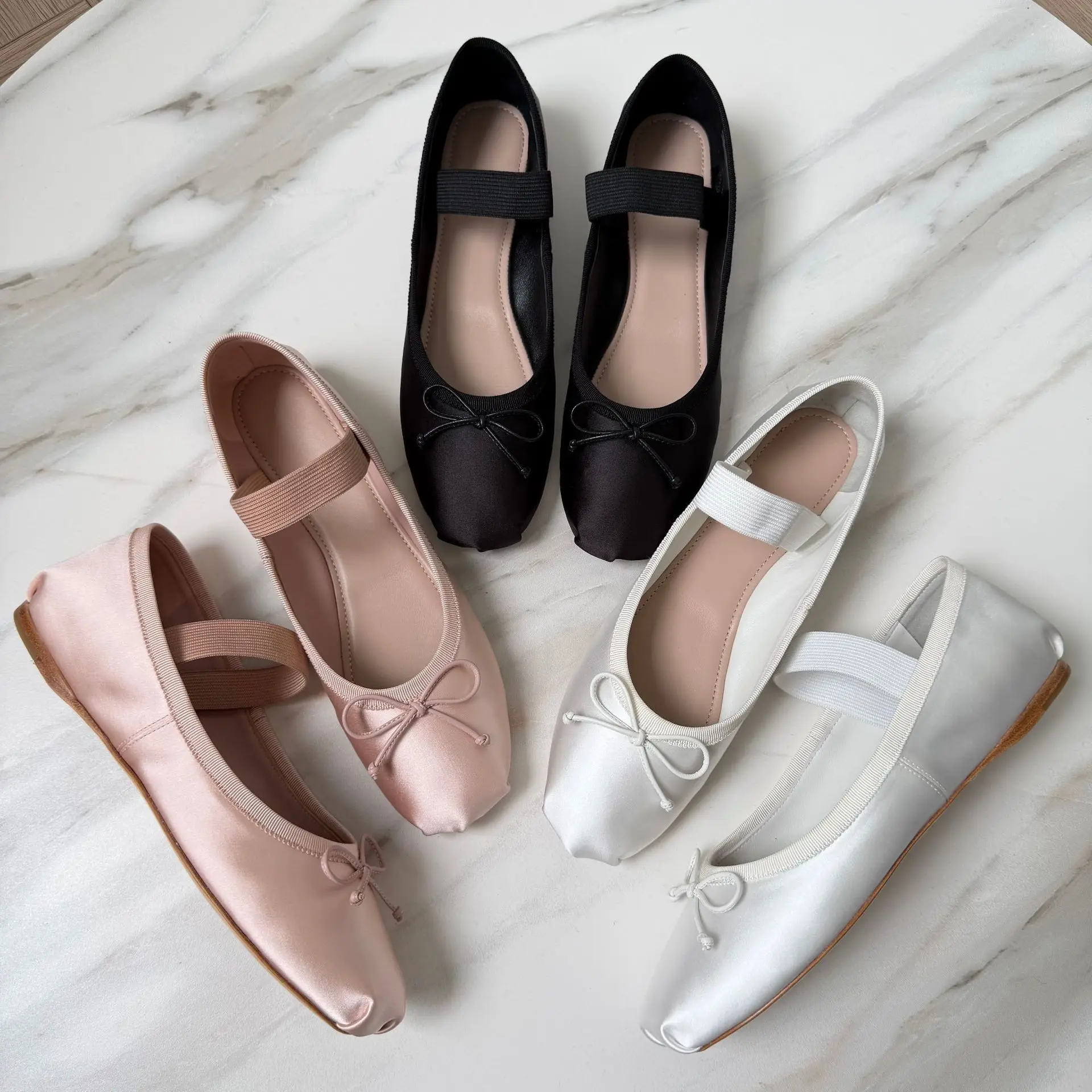 

Dave&di Silk Bow Ballet Shoes With Flat Bottom And French Soft Sole Mary Jane Shoes 2026 Spring/summer New Collection Loafers