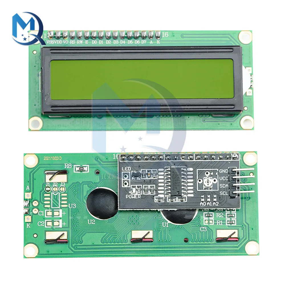 1602 LCD Screen Module LCD1602 Display Blue / Yellow 5V I2C Interface Adapter Board with Backlight Screen Module for Arduino