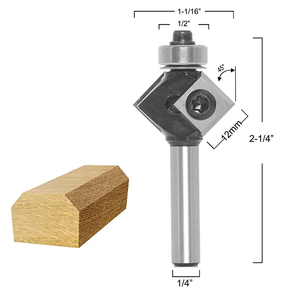 Imagem -03 - Fresadora Cnc com Rolamento Router Bit Bevel Redondo Inserção de Canto Ferramenta de Madeira Lâminas