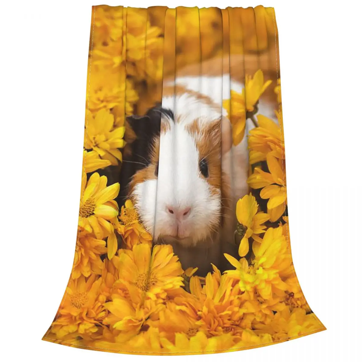 Guinea Pig Flowers Blankets Velvet Print Animal Cute Multifunction Lightweight  Throw Blanket for Home Travel Plush Thin Quilt