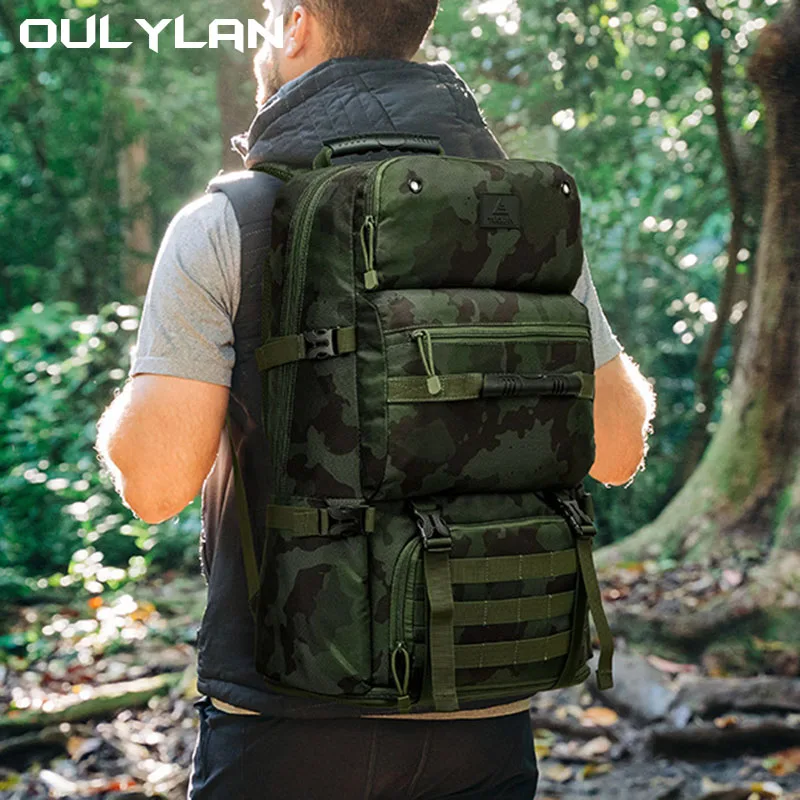 Imagem -06 - Oulylan-camuflagem Mochila Grande Capacidade Impermeável Expansível Tático Independente Compartimento de Sapato Mochila de Viagem