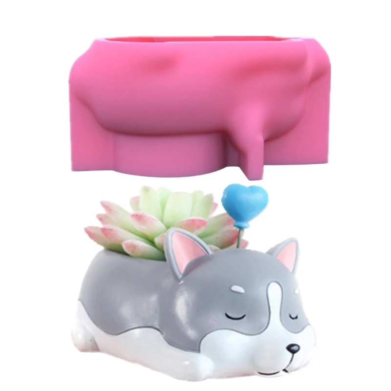 

Little Dog Concrete Silicone Pot Mold Succulent Flowerpot Clay Cement Plaster Molds DIY Home Garden Flower Pots Mold