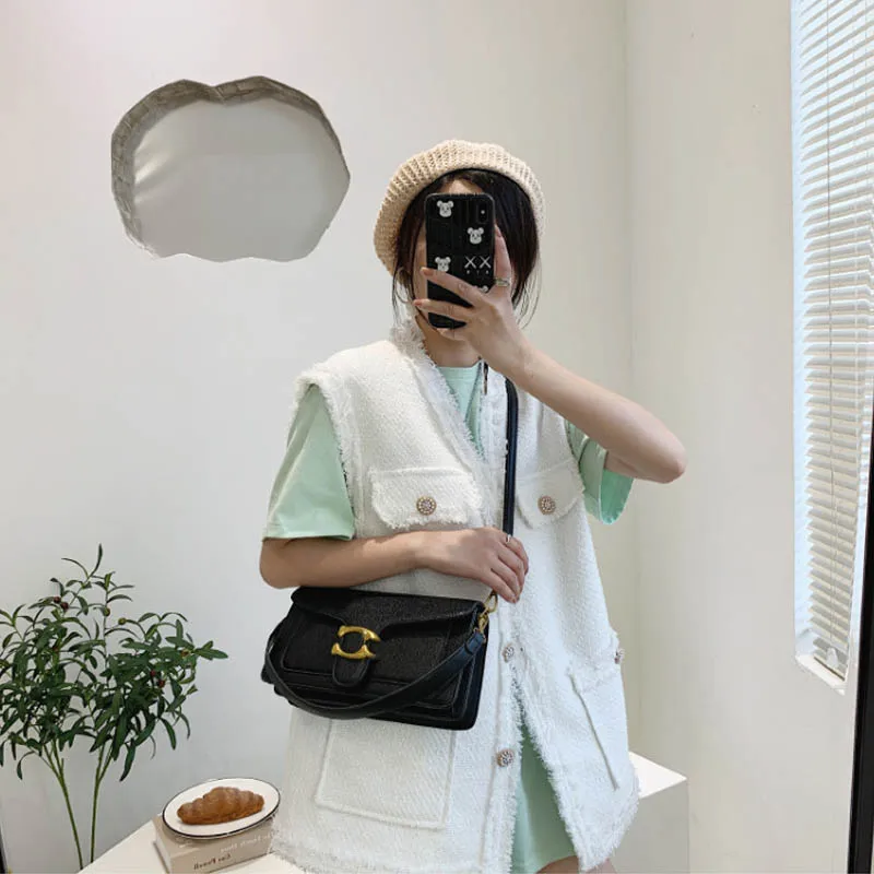 2025 حار! حقيبة كروس مربعة صغيرة للنساء من الكافيار البسيط - محمولة وعصرية - تصميم للأمام #3