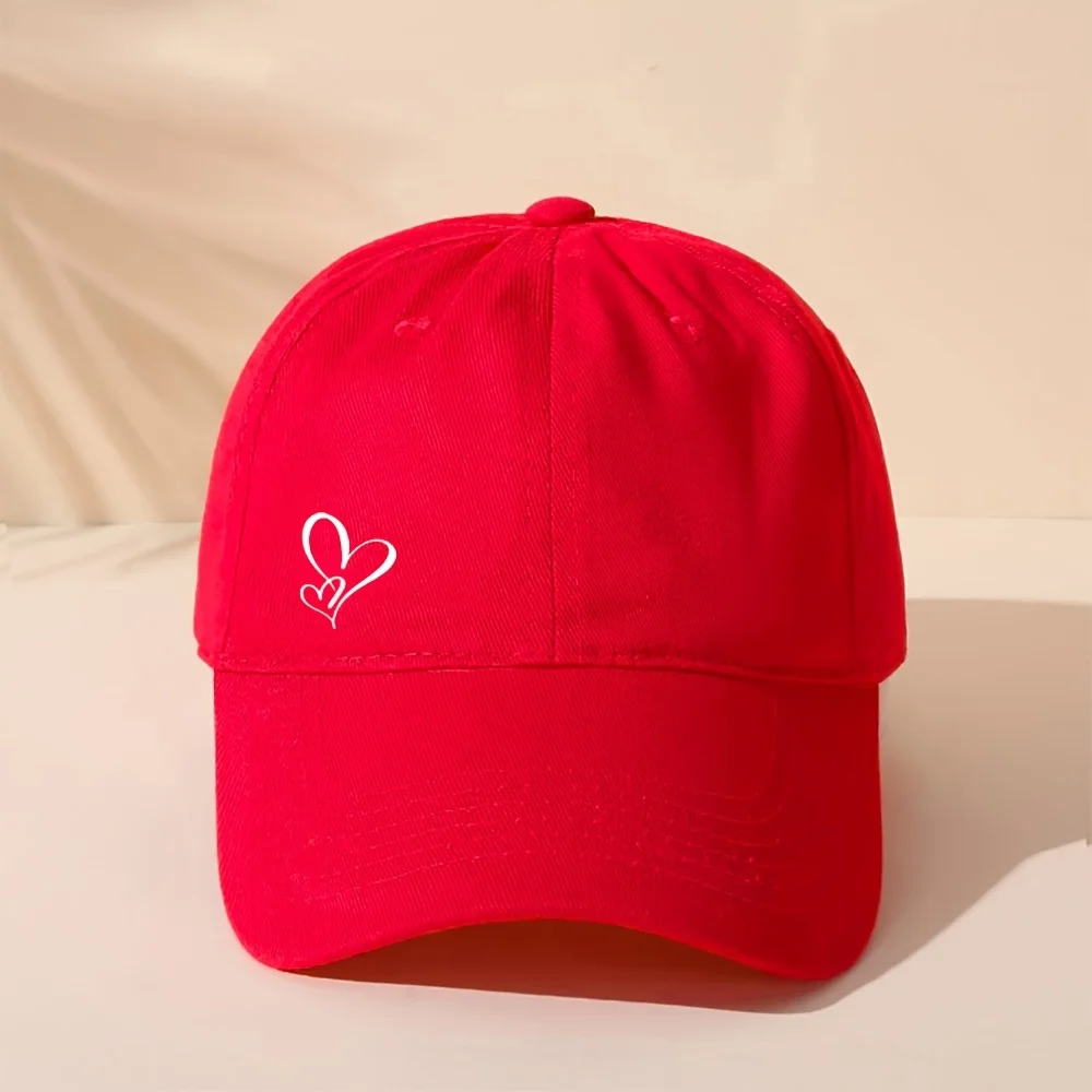 1 piece can be printed baseball cap - beige with white heart, can be snap-button hat, unisex hat, rest style, hand wash or dry wash, rest | fun | durable, Heart Fc products, men's baseball caps, women's hats view 4