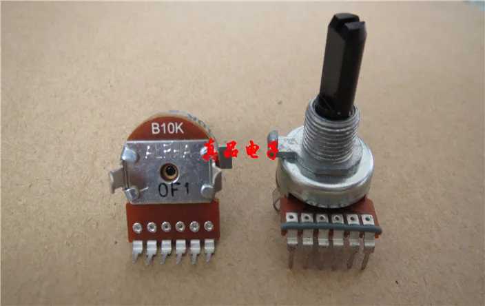 [VK] B10KX2 imported Taiwan ALPHA vertical B103 double potentiometer handle length 20MM 6 foot half handle switch