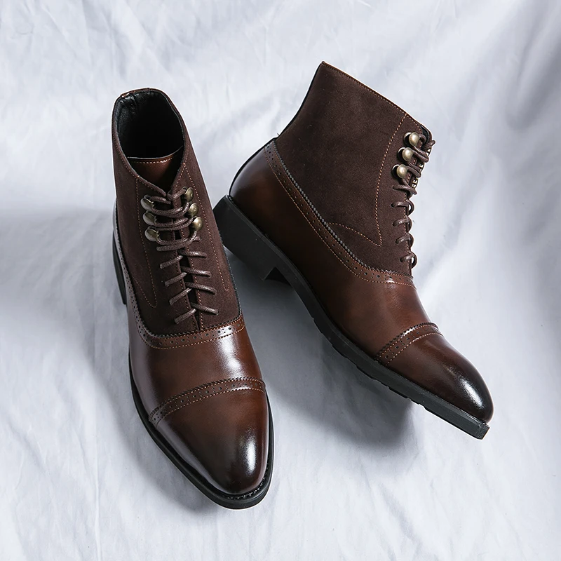 Designerskie buty męskie Skórzane zamszowe buty Chelsea Klasyczne formalne biznesowe męskie buty do kostki dla mężczyzn Rekreacyjne mieszkania Obuwie codzienne