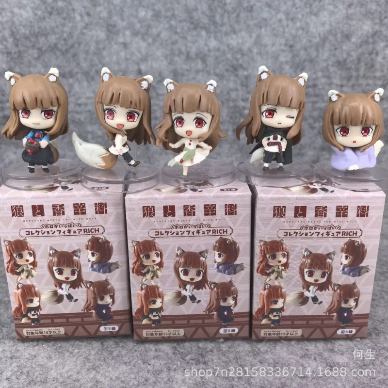 

5Pcs/set Spice and Wolf Holo Beautiful Girl Series Blind Box Toys Anime Figure Doll Gifts Toys Collect Ornaments