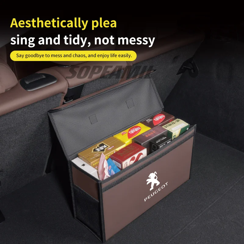 Car Trunk Organizing And Storage Box For  Peugeot 106 108 206 207 208 301 307 308 406 407 408 508 607 2008 3008 5008 RCZ Rifter view 5