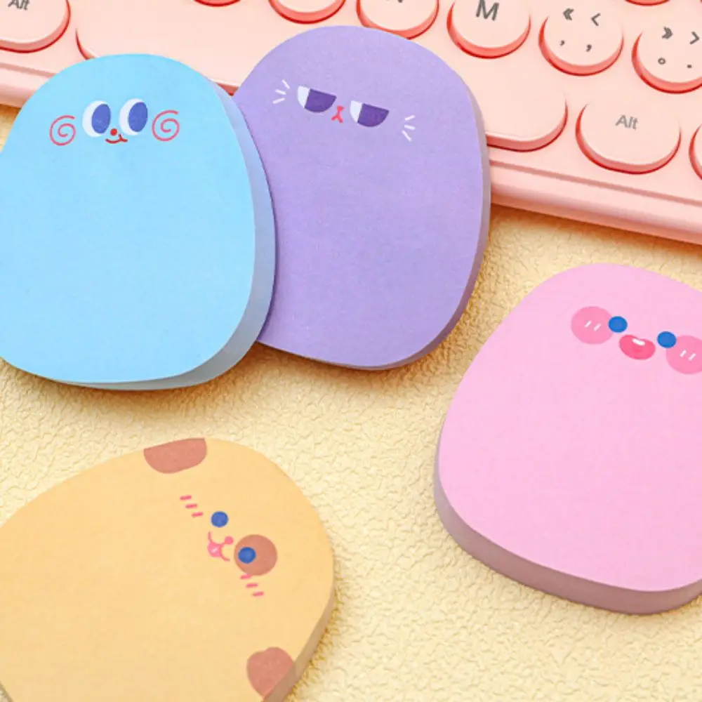 60 Sheets Sticky Notes Memo Pad Colored Cartoon Messages Sticking Paper Ins Kawaii Message Paper Office