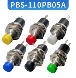 6pcs PBS-110 Mini Momentary Push Button Switch NO/NC 7mm Red Yellow Green Blue Black White