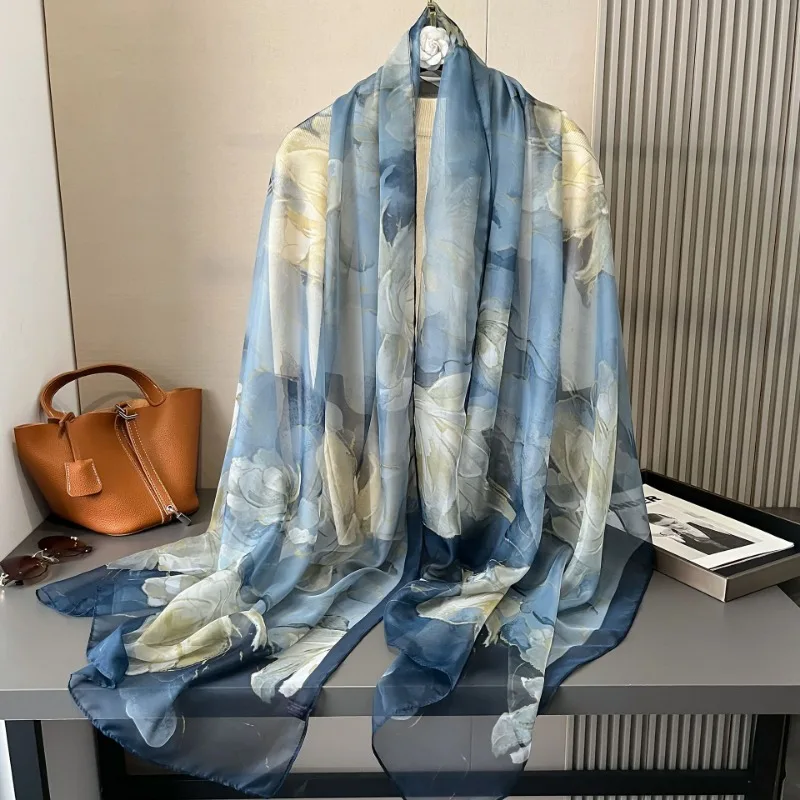 女性シフォンスカーフファッションレジャー日焼け止め枝柄ロングショール多用途エレガントなミニマリストレトロ女性スカーフ