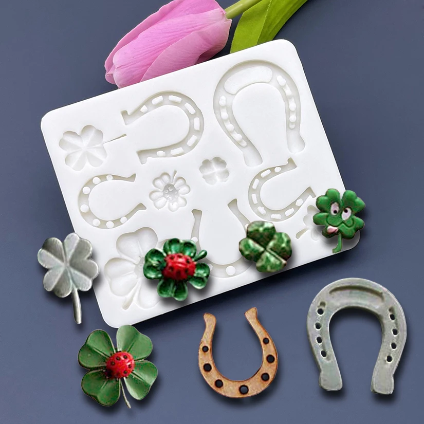 Horseshoe Four Leaf Clover Lucky Silicone Mold Sugarcraft Chocolate Cupcake Baking Mold Fondant Cake Decorating Tools