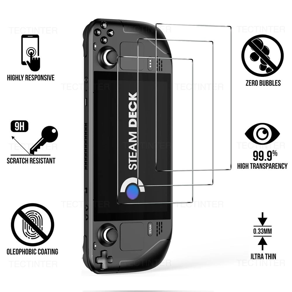 

1/2/3 шт. 9H закаленное стекло для клапана Steam Deck, защита экрана консоли, защитная пленка от царапин для аксессуаров Steam Deck