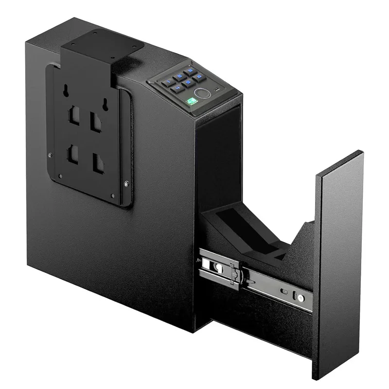 

Сейф для оружия 3-в-1 с защитой от кражи, сканером отпечатков пальцев и кодовым замком, настенный, для быстрого доступа, для дома, для хранения пистолетов и оружия, для использования в помещении