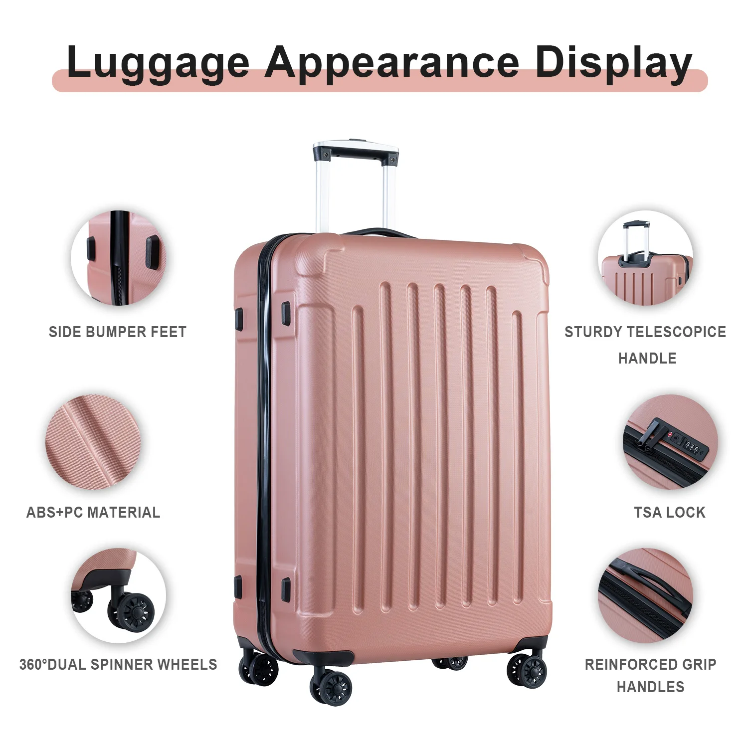 ZHUISHU bagagli set da 3 pezzi con ruote Spinner ABS + PC set di borse da viaggio leggere per le vacanze