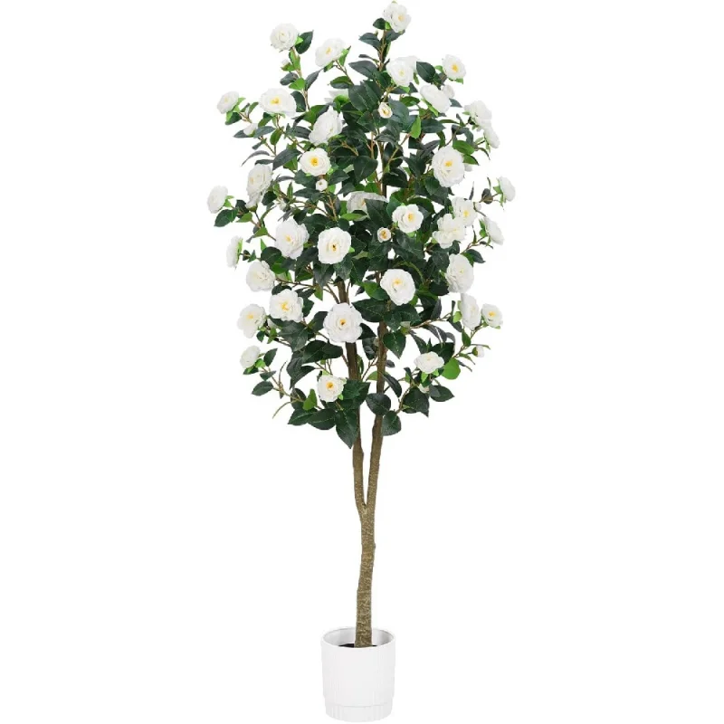 

Artificial Camellia Tree 6FT – Nearly Natural Faux Plants Indoor, with Easy Assembly, Low Maintenance, Ideal f