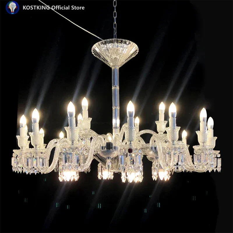 

French Designer Luxury Duplex Living Room Bedroom Chandelier Hotel Banquet Hall Crystal Candle Pendant Light