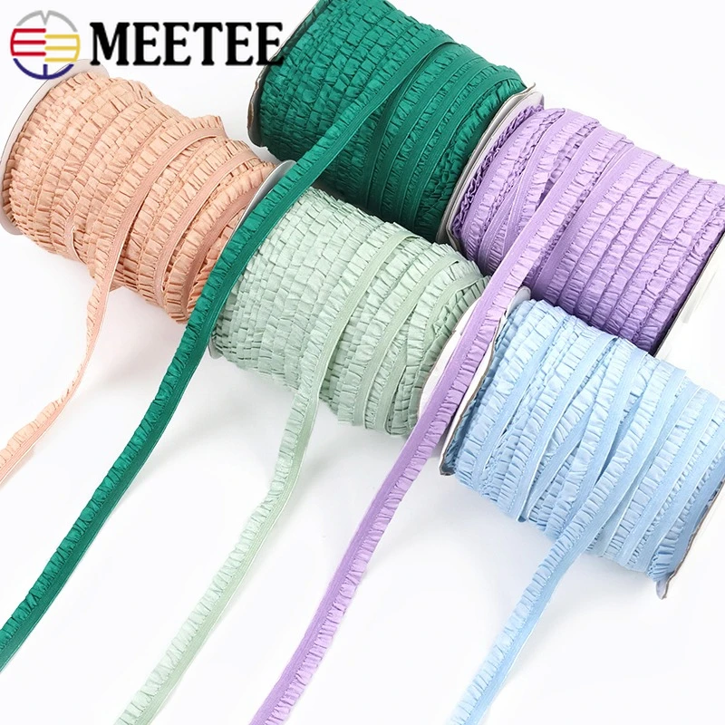 

5/10/20M 10mm Pleated Elastic Bands for Sewing Clothes Stretch Rubber Band Hairband Gift Wrapping Trim Lace Handmade Accessories