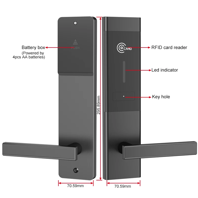 Hotel room keyless cerradura inteligente smart lock with RF card reader