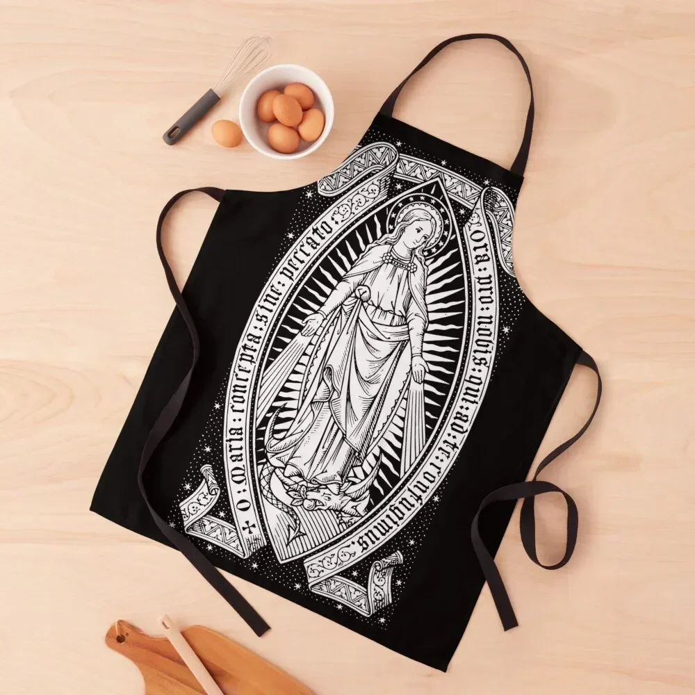 

Vintage Virgin Mary Engraving Apron Custom For Cooking Chef Accessory Apron