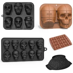 3Dスカルベーキングケーキモールド、ハロウィーン、氷型、食品グレード、シリコンDIY、大きな鍋、ハロウィーンの装飾、誕生日パーティー