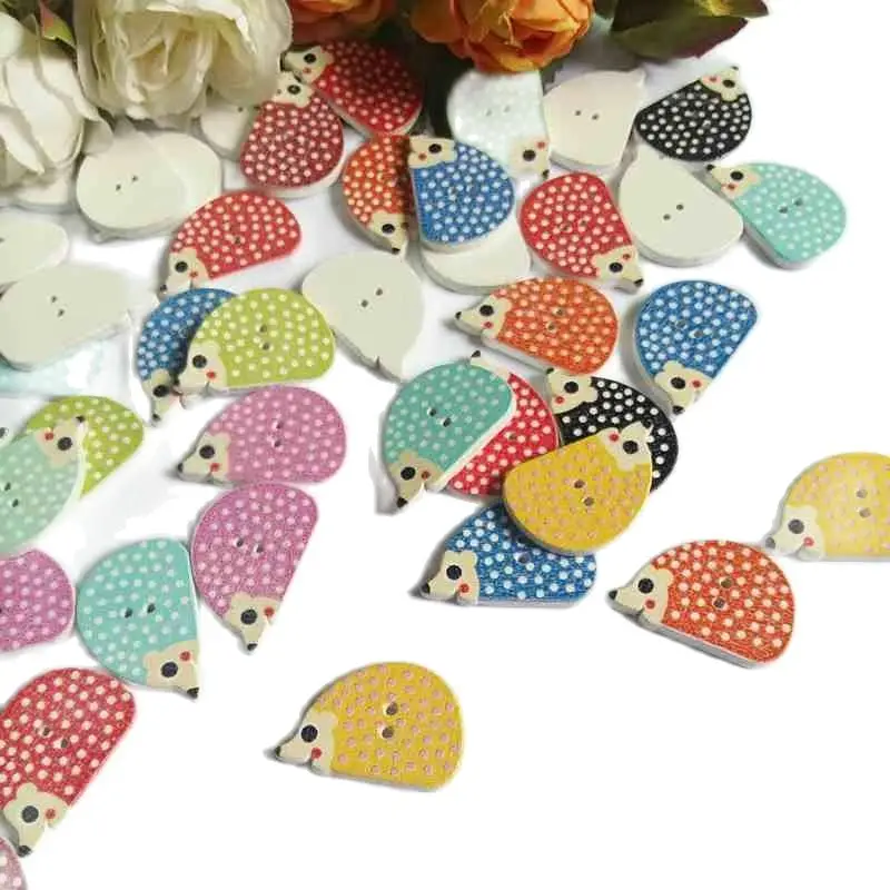 50pcs New wooden Buttons camera Randomly Mixed color Printed Patterns Wooden Buttons Scrapbooking Accessories