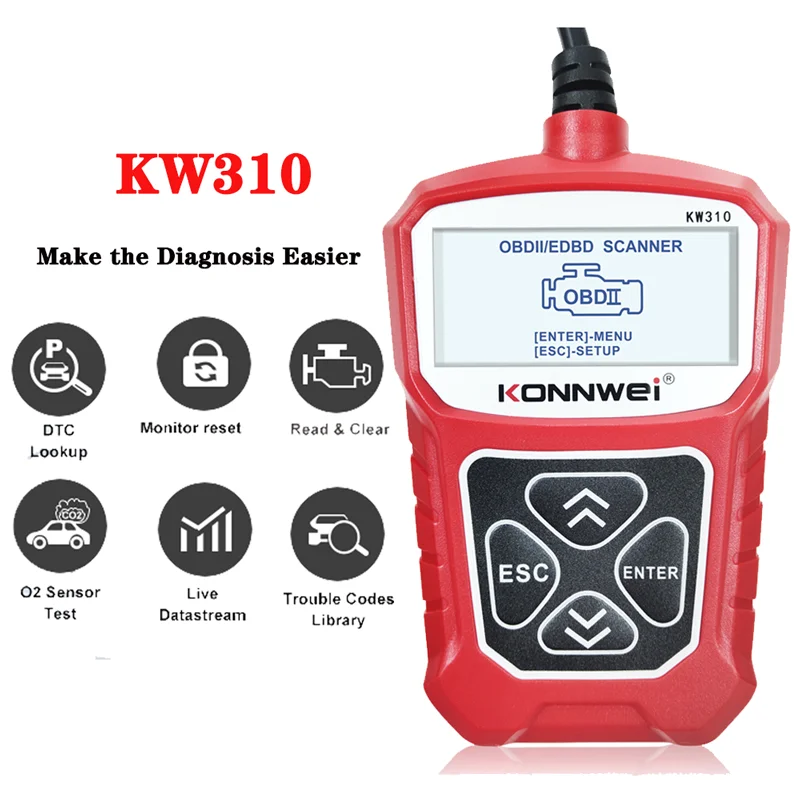 KONNWEI KW310 Obd2 Cars Diagnostic Tools Automotive Scanner Auto Engine Analyzer Code Readers Vehicle CAN Obdii Scan-Tool tester