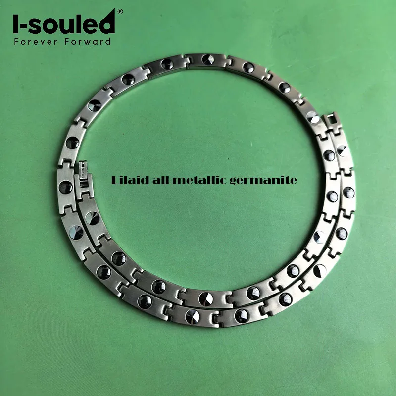 6mm Pure Titanium Unisex Polished Necklace Inlaid with All Metal Germanium Stone