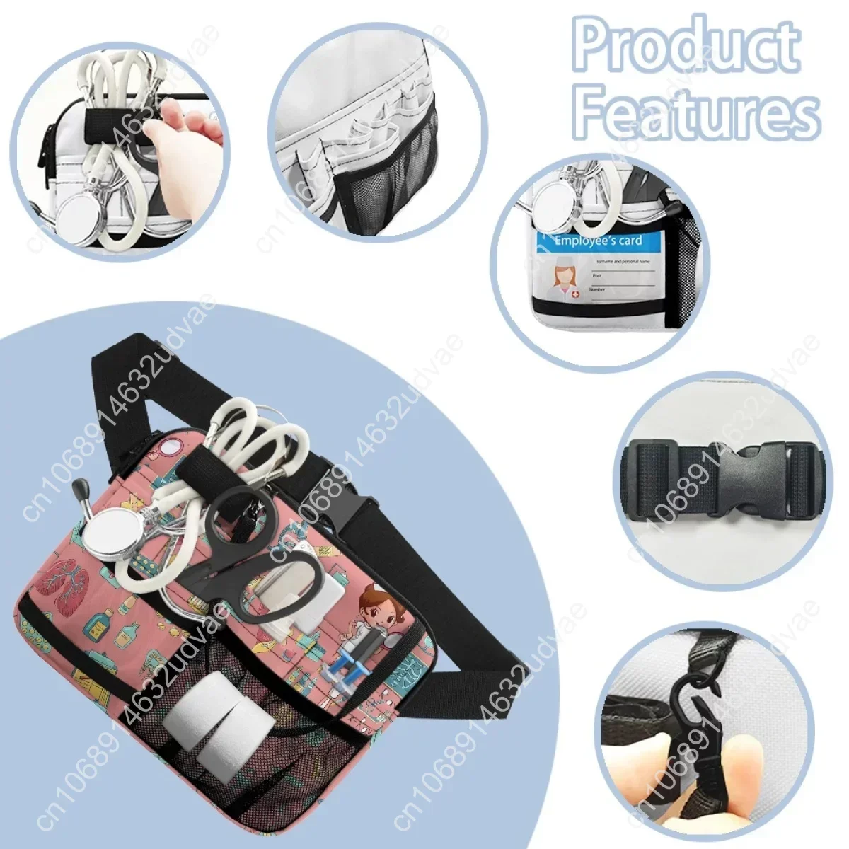 Equipamento médico Enfermagem Fanny Pack, Estetoscópios Care Kit, Bolsa Organizadora Estudantil, Cinto Sacos para Farmacêuticos, Design de Ferramentas, Novo