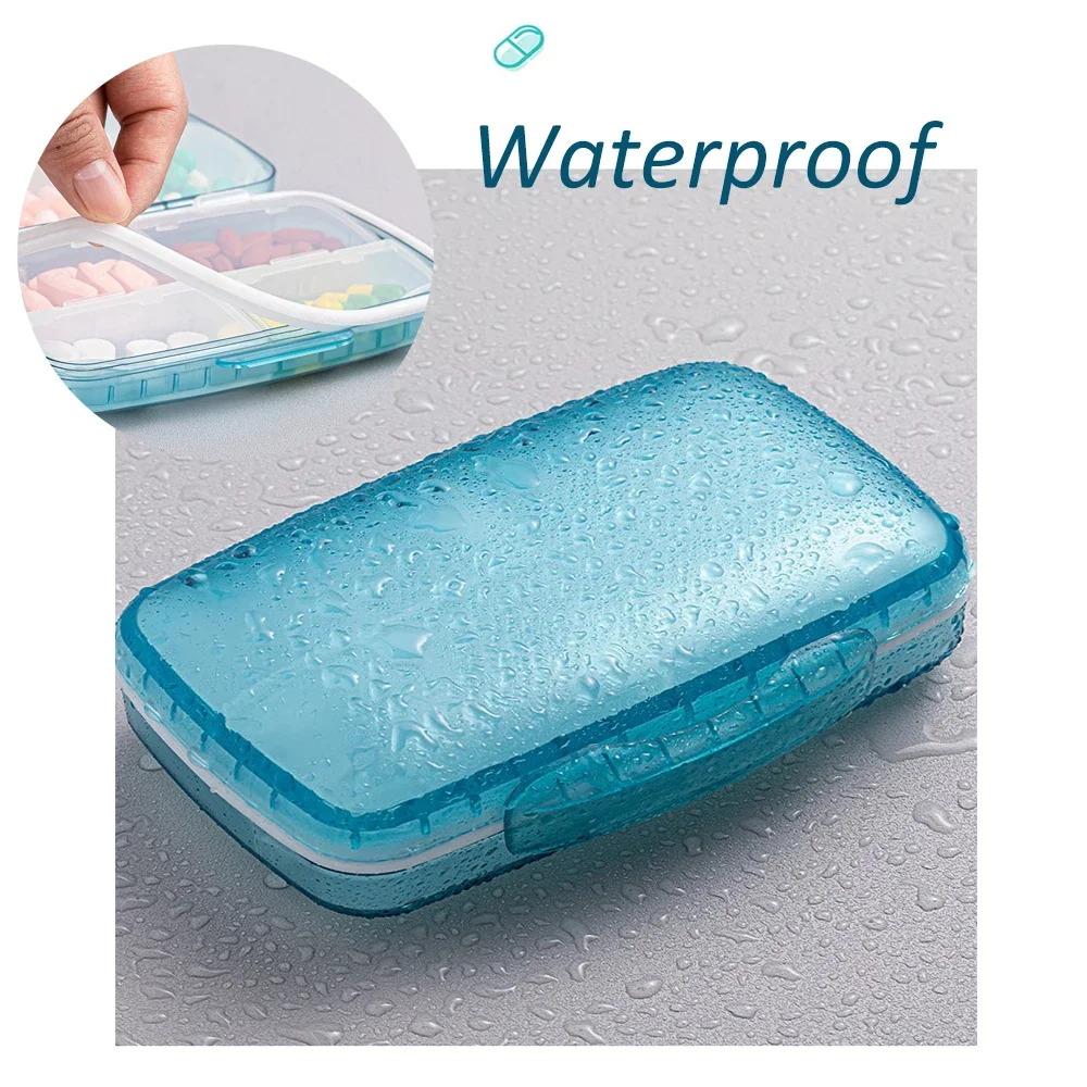 Portable Large Pill Box Waterproof 7 Days Pill Splitters Organizer Large Capacity Moisture-Proof Medicine Tablet Storage Box