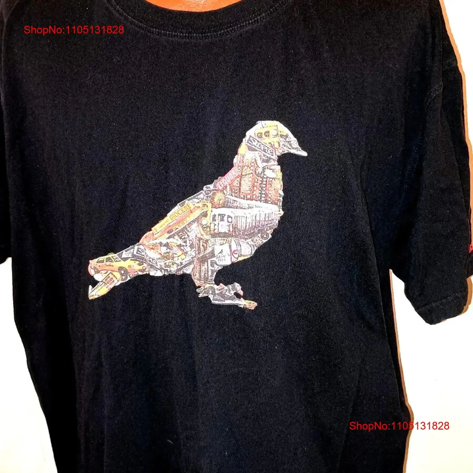 Staple Pigeon Cityscape Men's 3XL Black  T Shirt vintage Washed Slightly Soft designer clothes Casual Unisex Stylish Versatile