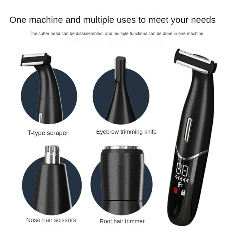ماكينة تشذيب الحواجب الكهربائية 4 في 1 قابلة لإعادة الشحن، ماكينة إزالة شعر الوجه باللون الأسود للنساء، ماكينة حلاقة صغيرة غير مؤلمة