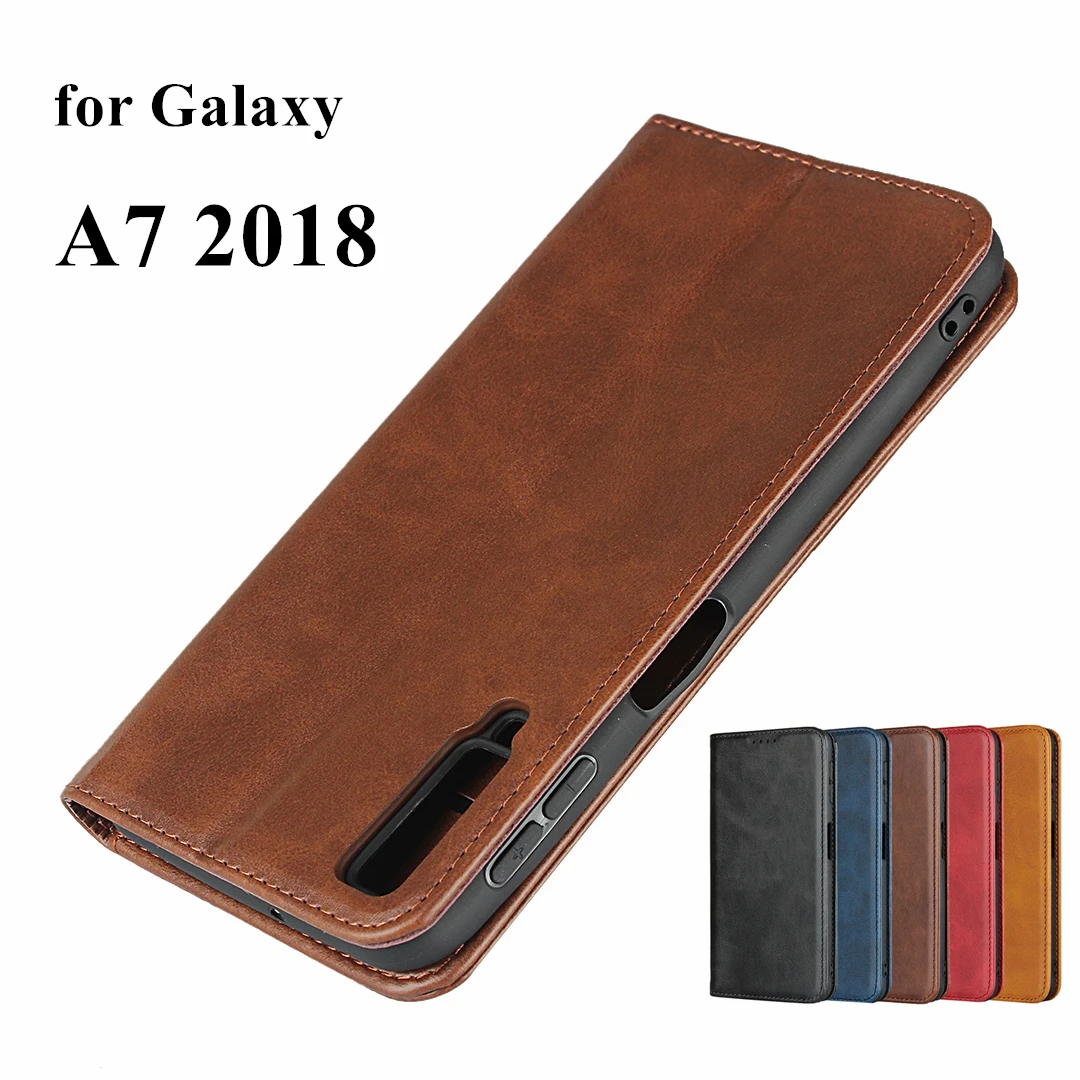 Leather case For Samsung Galaxy A7 2018 A750F Flip case card holder Holster Magnetic attraction Cover Case Wallet Case