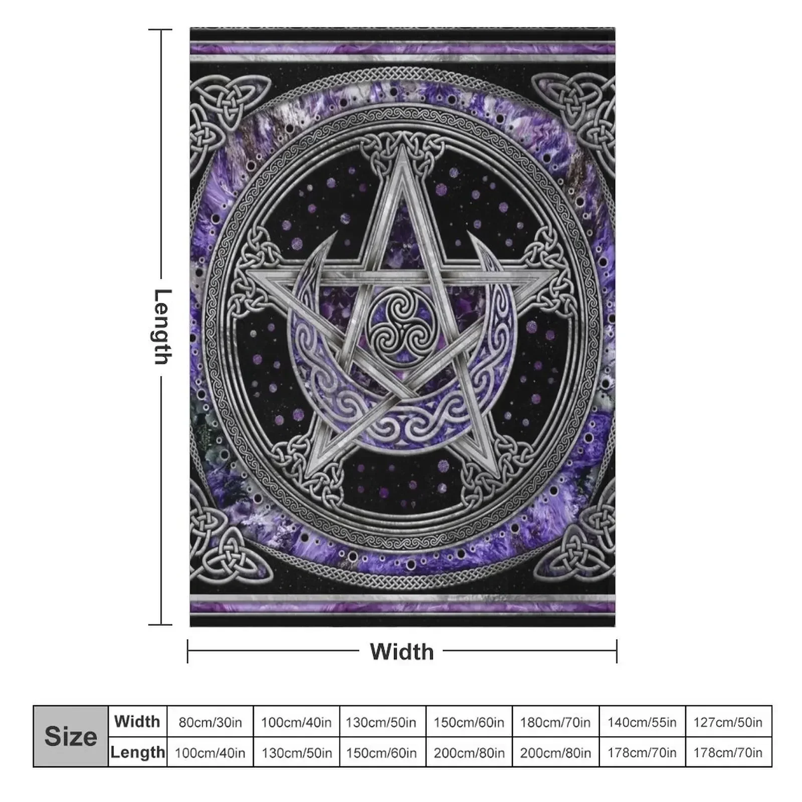 Pentagram Triskelion Amethyst Moon Throw Blanket Warm Sleeping Bag Travel Blankets