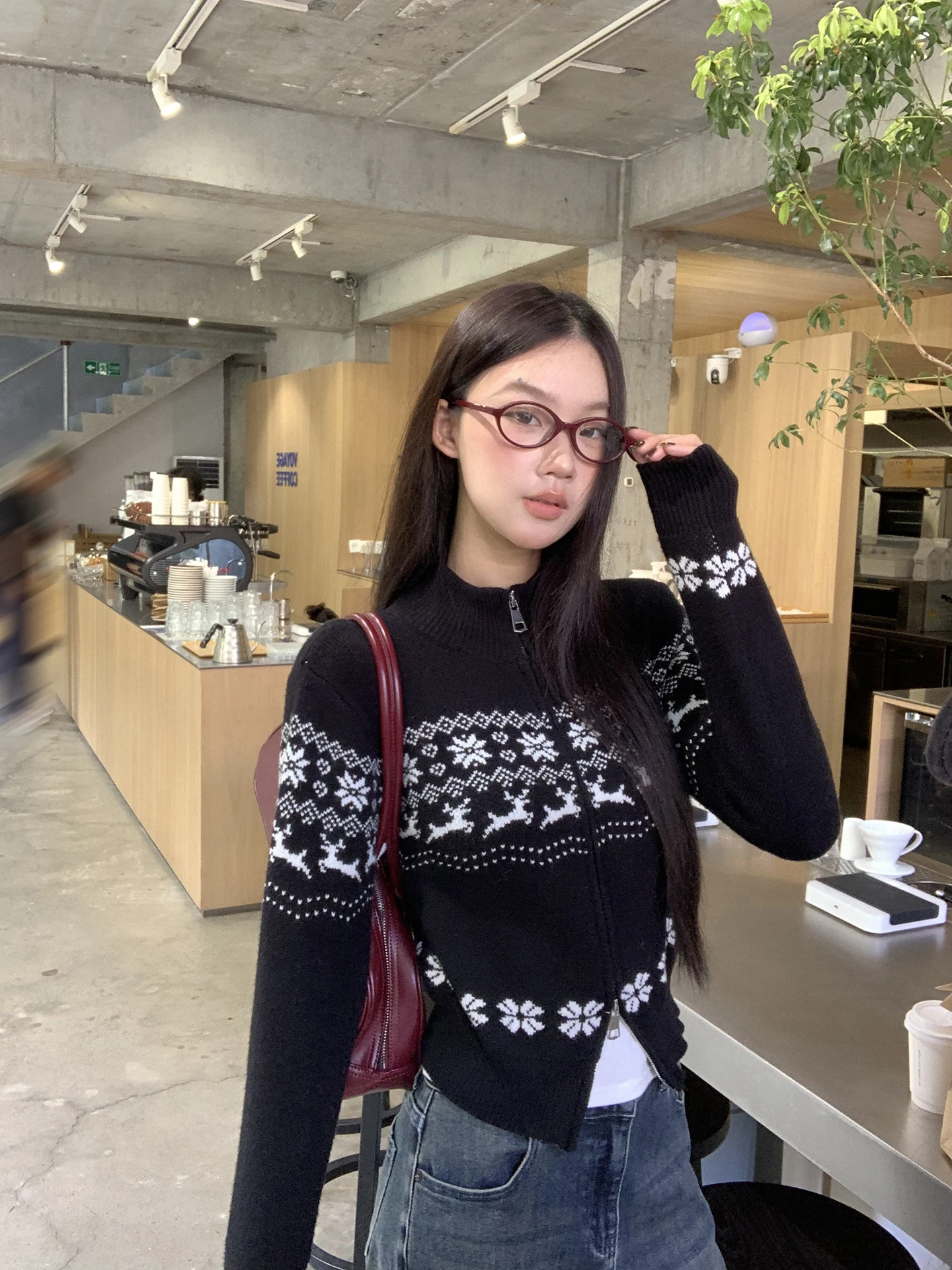 

Bla Long Sve Knitted Cardigan Women's Slim Fit Autumn Winter Faion Korean Sle Outerwear Straight Tube pe Crew Ne