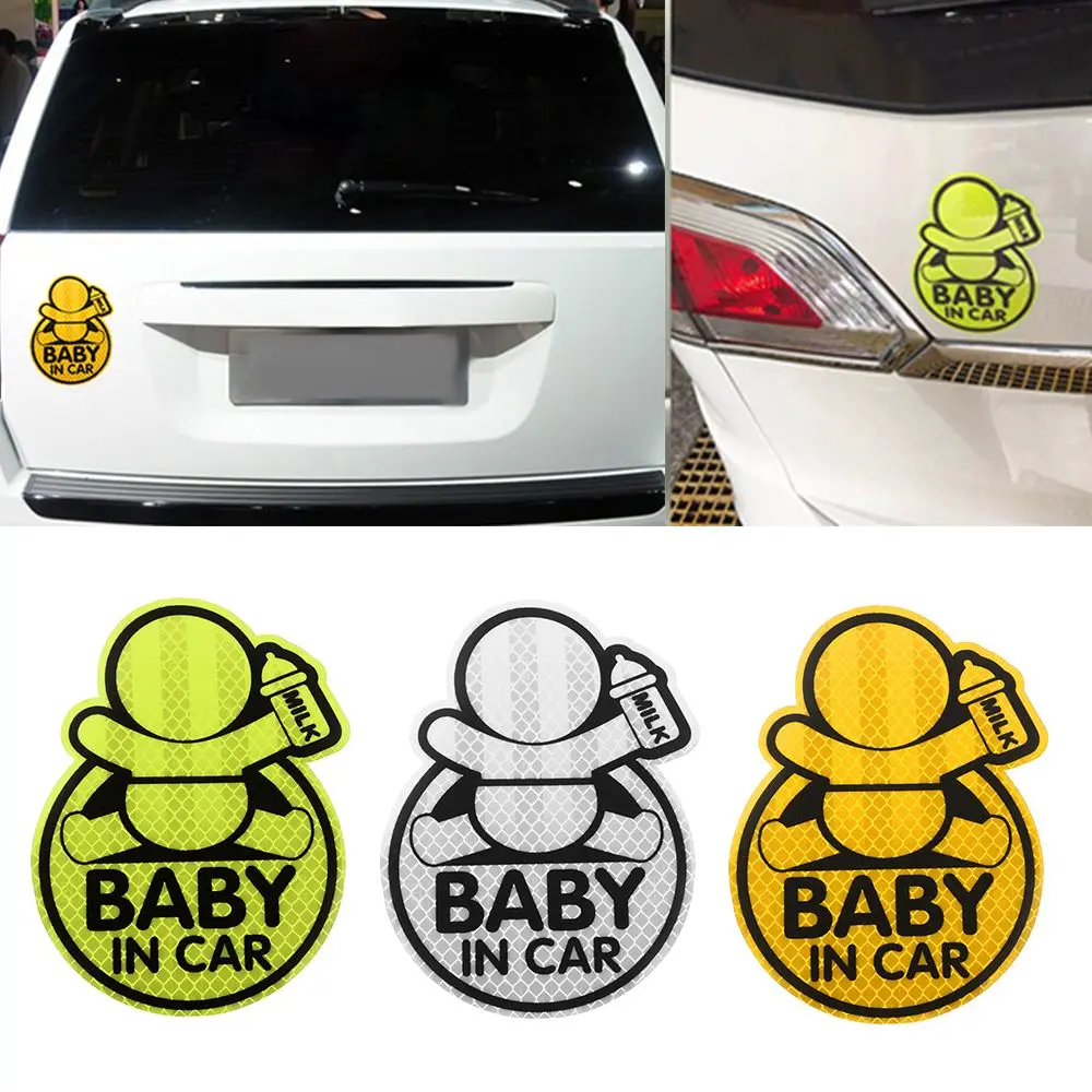 Reflective Baby On Board Baby in Car Window Bumper Sticker Vinyl Decal Cute Sign