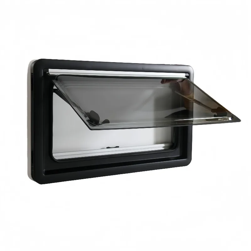 900x500mm ASA RV Window caravan Window Black Frame with ABS Inner Frame Rv Side Push Out Window for Off-road Camper