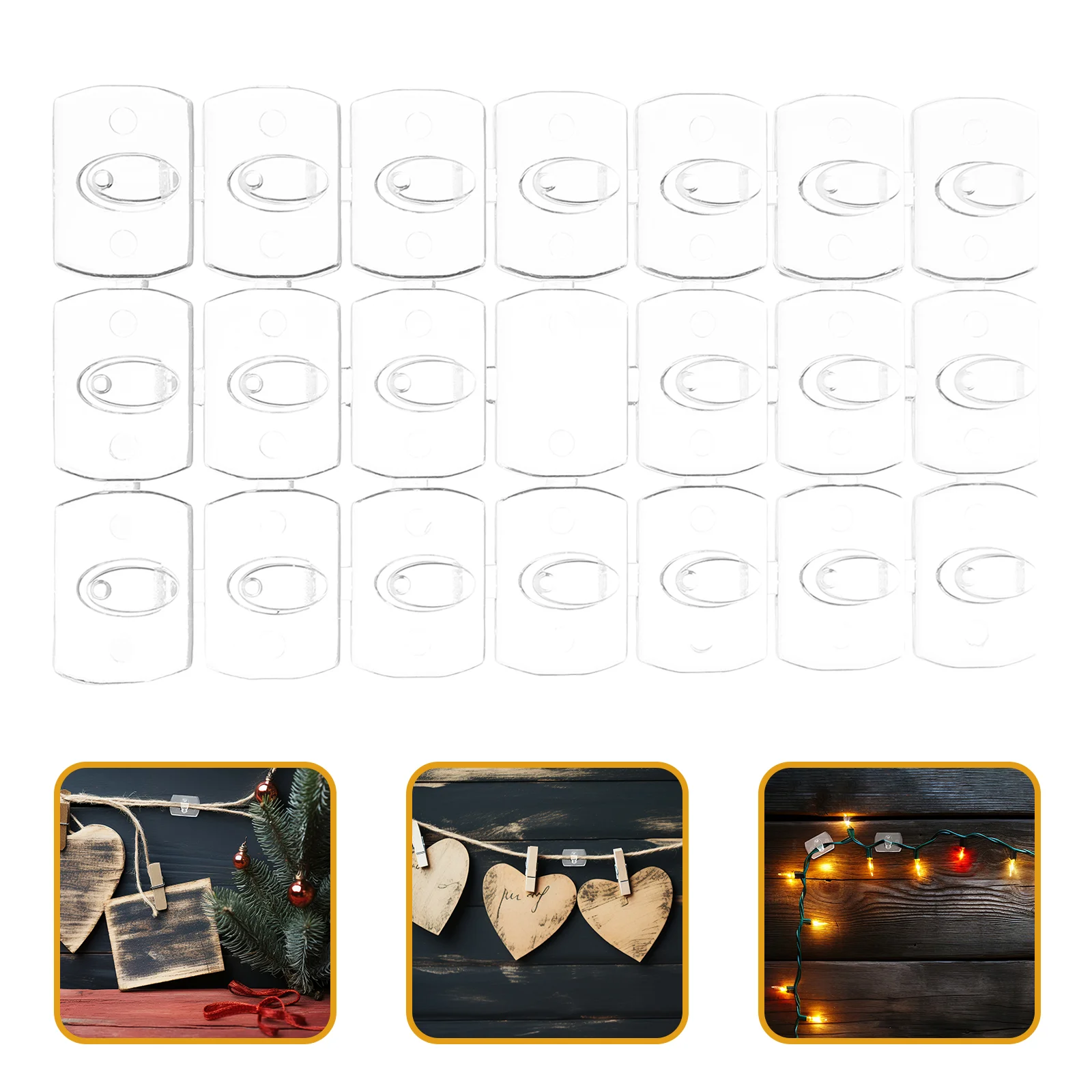 20 Pcs Light String Fixing Hook Adhesive Hooks Garland Hangers No Trace Mini Wall Storage Plastic Clear for